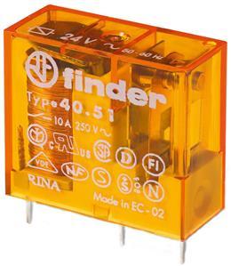 FINDER 40518230 Relé, 1P/10A, 230V AC, 5 mm
