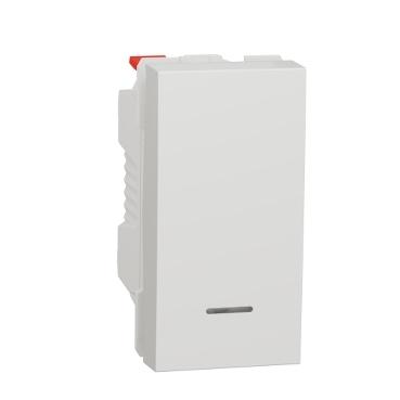 SCHNEIDER Unica NU310618N - Tlačítko s orientační kontrolkou, 1/0So, 1M, bezšroubové, bílá