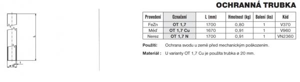 TREMIS OT 1,7 N - Ochranná trubka hromosvodu,nerez (VN2360)