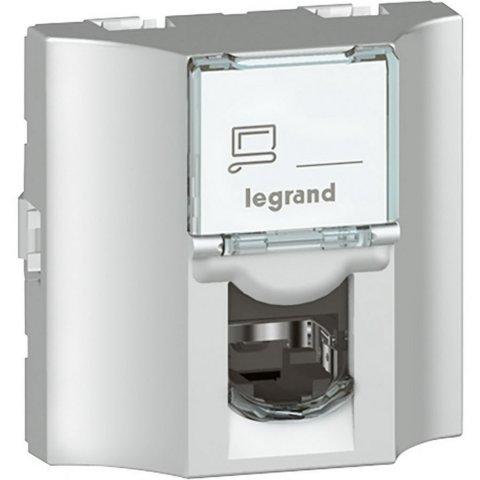 LEGRAND Mosaic 078625 - Průběžná zásuvka datová,  RJ45, FTP, 2M, Cat5e, hliník