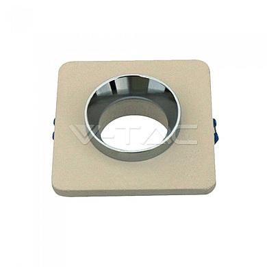 GU10 Fitting Concrete Metal Off White Recessed Light With Chrome Bottom Square,  VT-862